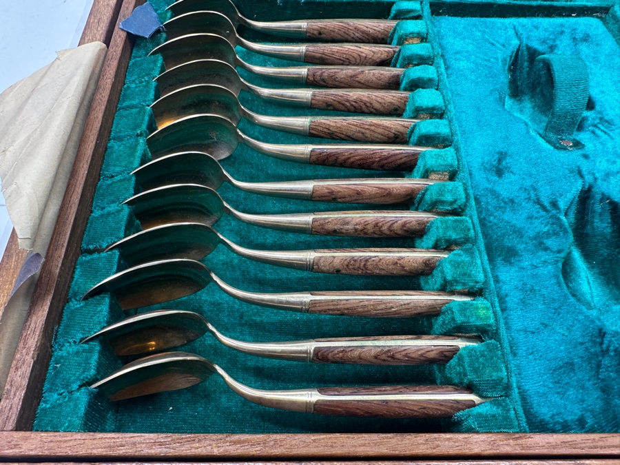 Mid Century Cased Jewels by Charles Bronze Flatware Set with Rosewood Handles, Bangkok Thailand [Photo 11]