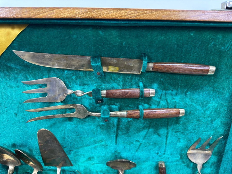 Mid Century Cased Jewels by Charles Bronze Flatware Set with Rosewood Handles, Bangkok Thailand [Photo 6]