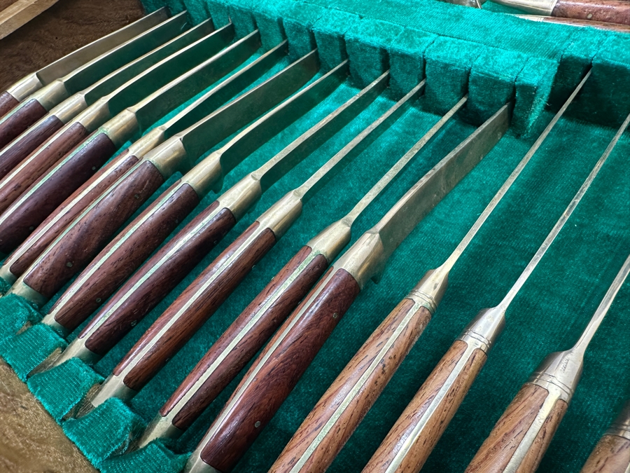 Mid Century Cased Jewels by Charles Bronze Flatware Set with Rosewood Handles, Bangkok Thailand [Photo 15]