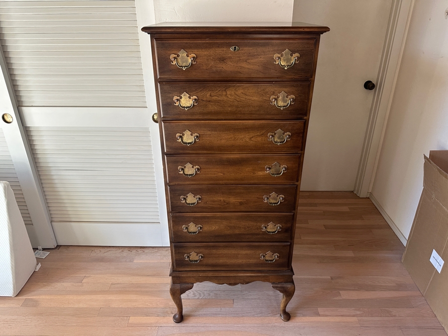 Vintage Cherry Queen Anne Lingerie 7-Drawer Chest Of Drawers Dresser By Statton Trutype Americana 24W X 17D X 55H [Photo 3]