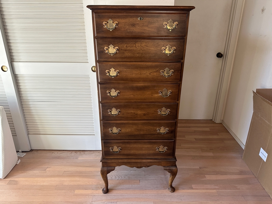 Vintage Cherry Queen Anne Lingerie 7-Drawer Chest Of Drawers Dresser By Statton Trutype Americana 24W X 17D X 55H [Photo 2]