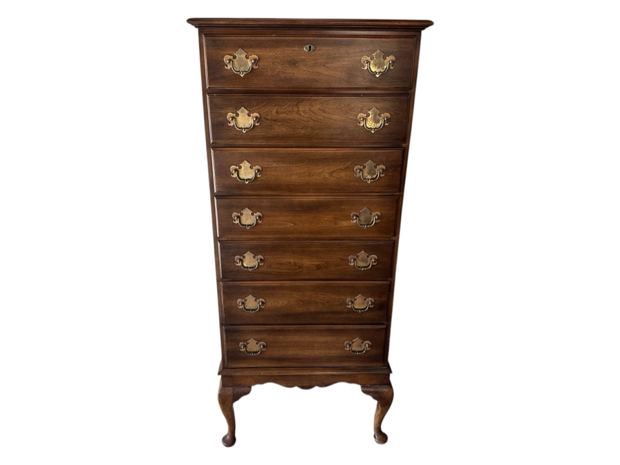 Vintage Cherry Queen Anne Lingerie 7-Drawer Chest Of Drawers Dresser By Statton Trutype Americana 24W X 17D X 55H [Photo 1]