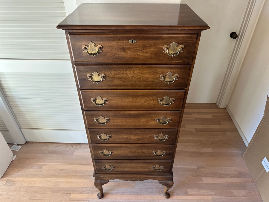 Vintage Cherry Queen Anne Lingerie 7-Drawer Chest Of Drawers Dresser By Statton Trutype Americana 24W X 17D X 55H [Photo 4]