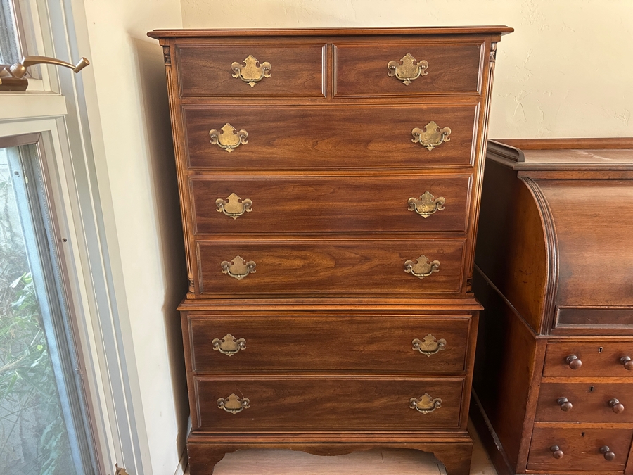 Vintage Highboy 7-Drawer Chest Of Drawers Dresser By Statton Trutype Americana 37W X 19D X 55H [Photo 2]