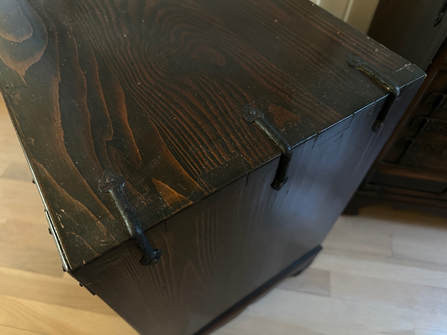 Pair Of Stunning Antique Korean Chests With Hand Wrought Metal Ornamentation 22W X 14D X 21.5H [Photo 9]