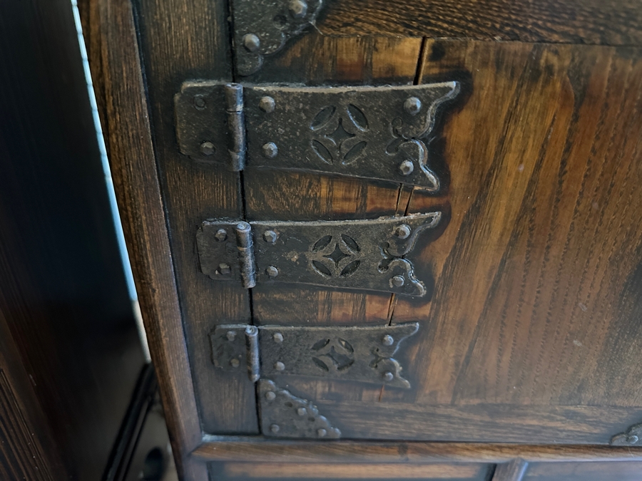 Pair Of Stunning Antique Korean Chests With Hand Wrought Metal Ornamentation 22W X 14D X 21.5H [Photo 13]