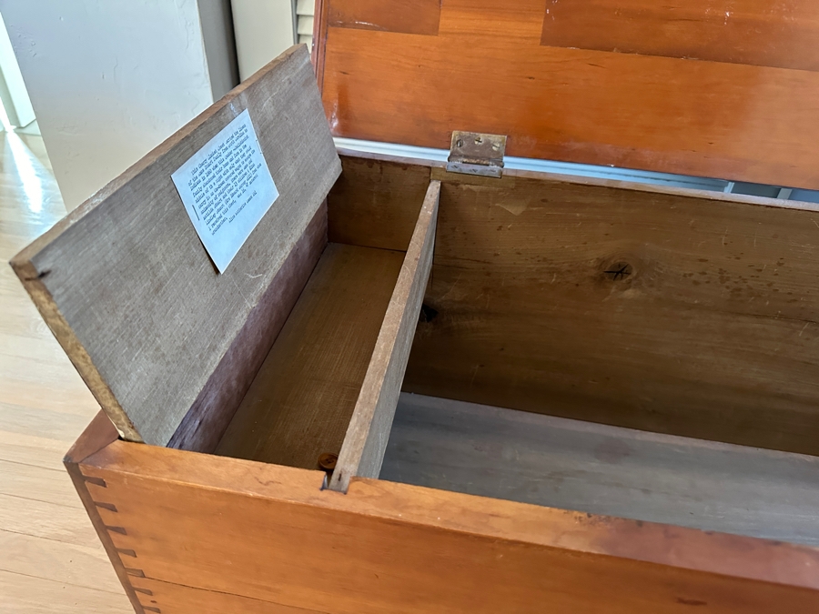 Antique North Carolina Handmade Cherry Blanket Chest From The Amos Stuart Quaker-Abolitionist Family Who Abandoned Their NC Home And Farm And Headed To Indiana To Escape The Animosity Of Neighbors In 1860 (See Photos For History) 50.5W X 19D X 23.5H [Photo 13]