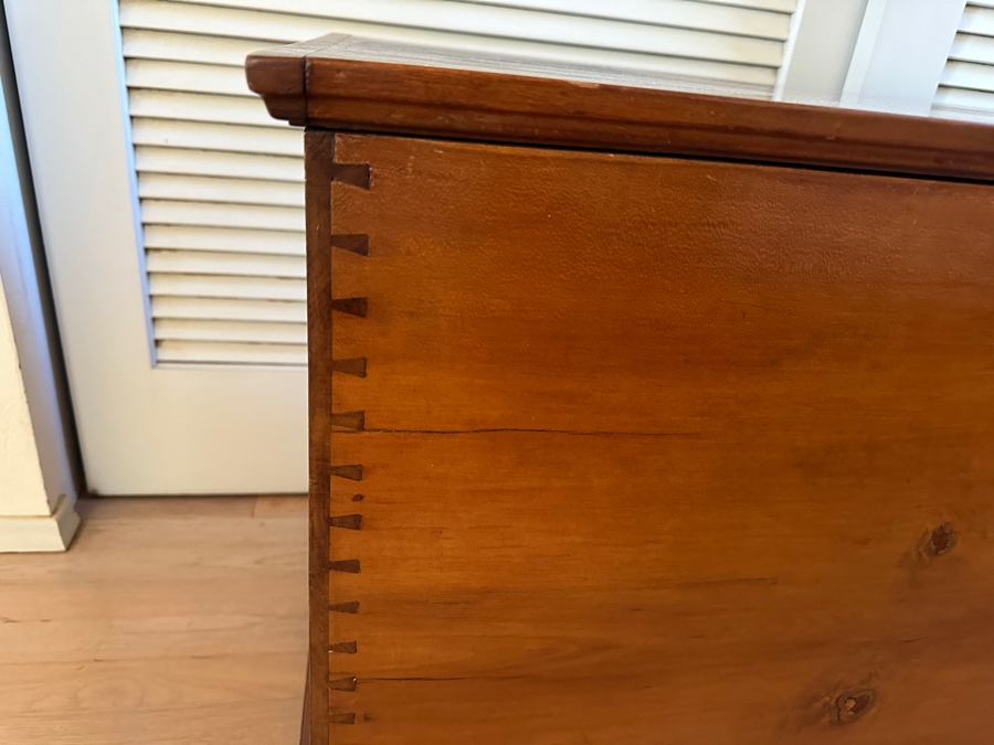 Antique North Carolina Handmade Cherry Blanket Chest From The Amos Stuart Quaker-Abolitionist Family Who Abandoned Their NC Home And Farm And Headed To Indiana To Escape The Animosity Of Neighbors In 1860 (See Photos For History) 50.5W X 19D X 23.5H [Photo 7]