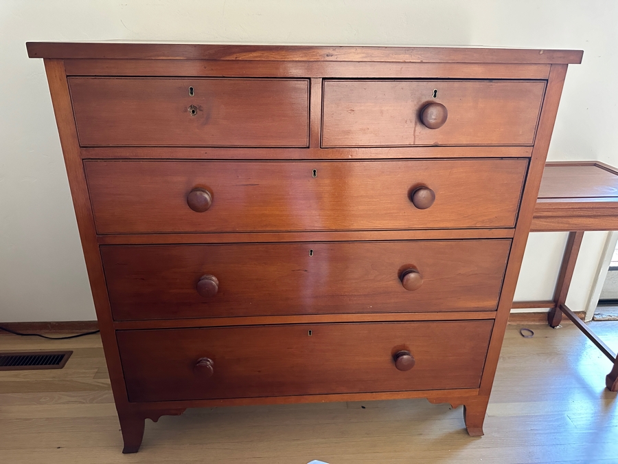 Antique Cherry 5-Drawer Chest Of Drawers Dresser 39W X 20D X 39H [Photo 3]