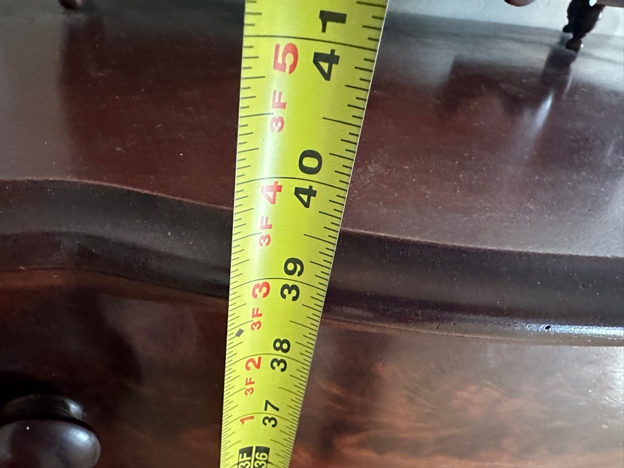 Antique Mahogany Bow Front 4-Drawer Chest Of Drawers Dresser 41W X 22D X 29H With Antique Mahogany Bow Front Swinging Shaving/Toilet Mirror 26W X 8D X 28H [Photo 19]