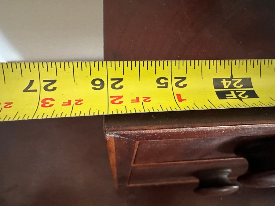 Antique Mahogany Bow Front 4-Drawer Chest Of Drawers Dresser 41W X 22D X 29H With Antique Mahogany Bow Front Swinging Shaving/Toilet Mirror 26W X 8D X 28H [Photo 20]