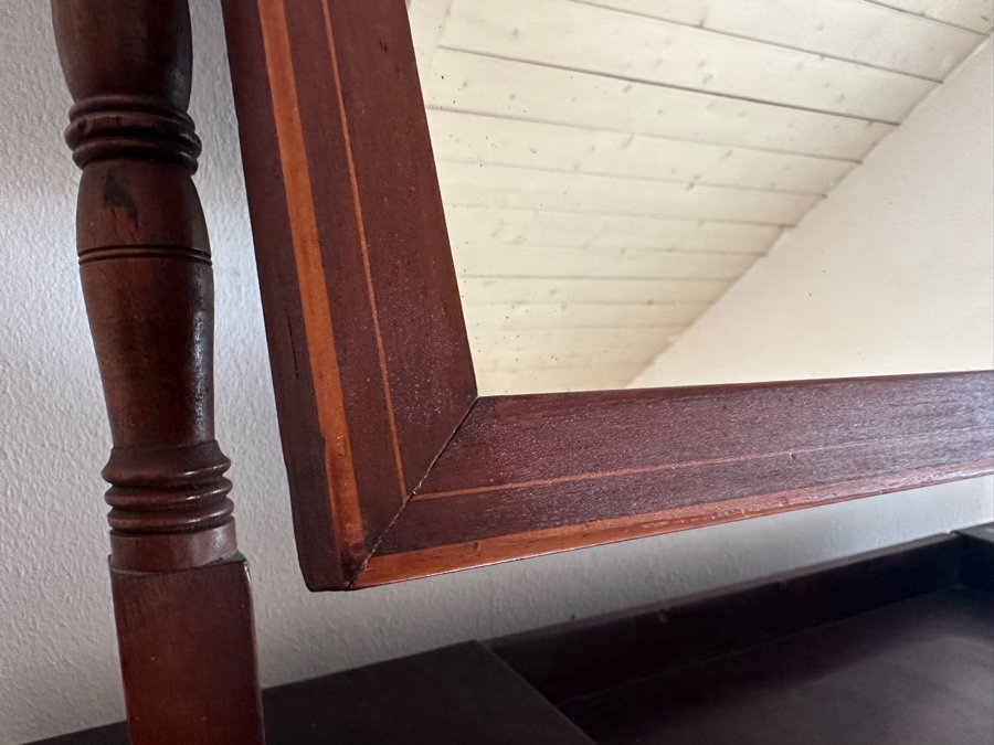 Antique Mahogany Bow Front 4-Drawer Chest Of Drawers Dresser 41W X 22D X 29H With Antique Mahogany Bow Front Swinging Shaving/Toilet Mirror 26W X 8D X 28H [Photo 23]