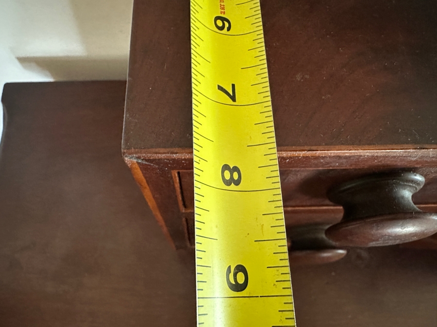 Antique Mahogany Bow Front 4-Drawer Chest Of Drawers Dresser 41W X 22D X 29H With Antique Mahogany Bow Front Swinging Shaving/Toilet Mirror 26W X 8D X 28H [Photo 21]