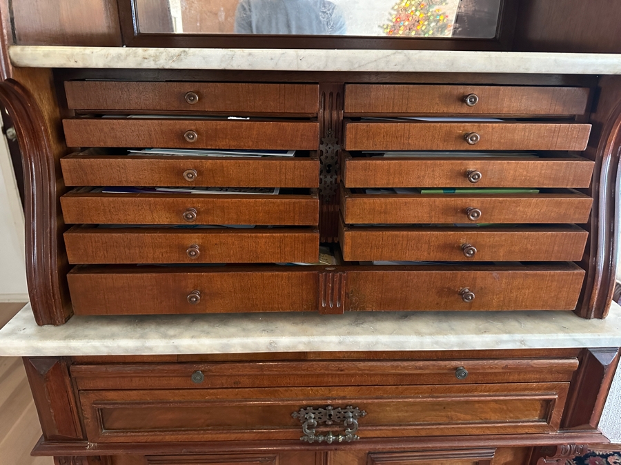 Impressive Antique Victorian Walnut And Marble Dental Collector's Cabinet 32W X 15.5D X 63H Estimate $3,000-$5,000 [Photo 11]
