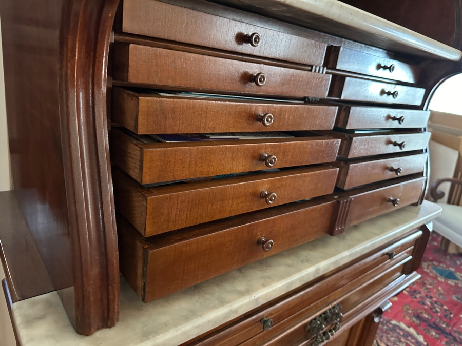 Impressive Antique Victorian Walnut And Marble Dental Collector's Cabinet 32W X 15.5D X 63H Estimate $3,000-$5,000 [Photo 12]