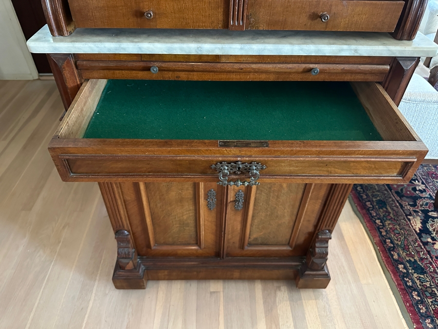 Impressive Antique Victorian Walnut And Marble Dental Collector's Cabinet 32W X 15.5D X 63H Estimate $3,000-$5,000 [Photo 14]