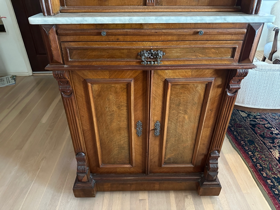 Impressive Antique Victorian Walnut And Marble Dental Collector's Cabinet 32W X 15.5D X 63H Estimate $3,000-$5,000 [Photo 7]
