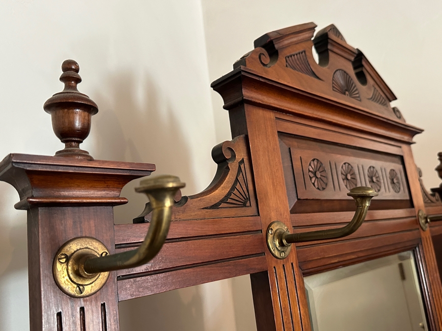 Antique Hall Tree with Minton Tiles and Umbrella Stand 41.5W x 93'H [Photo 6]