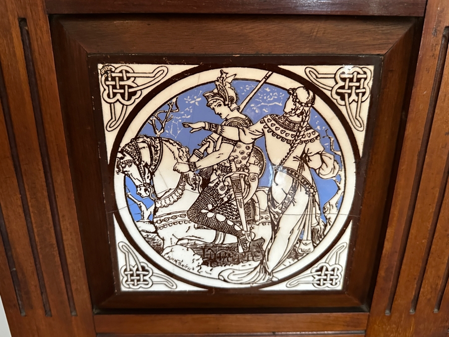 Antique Hall Tree with Minton Tiles and Umbrella Stand 41.5W x 93'H [Photo 7]