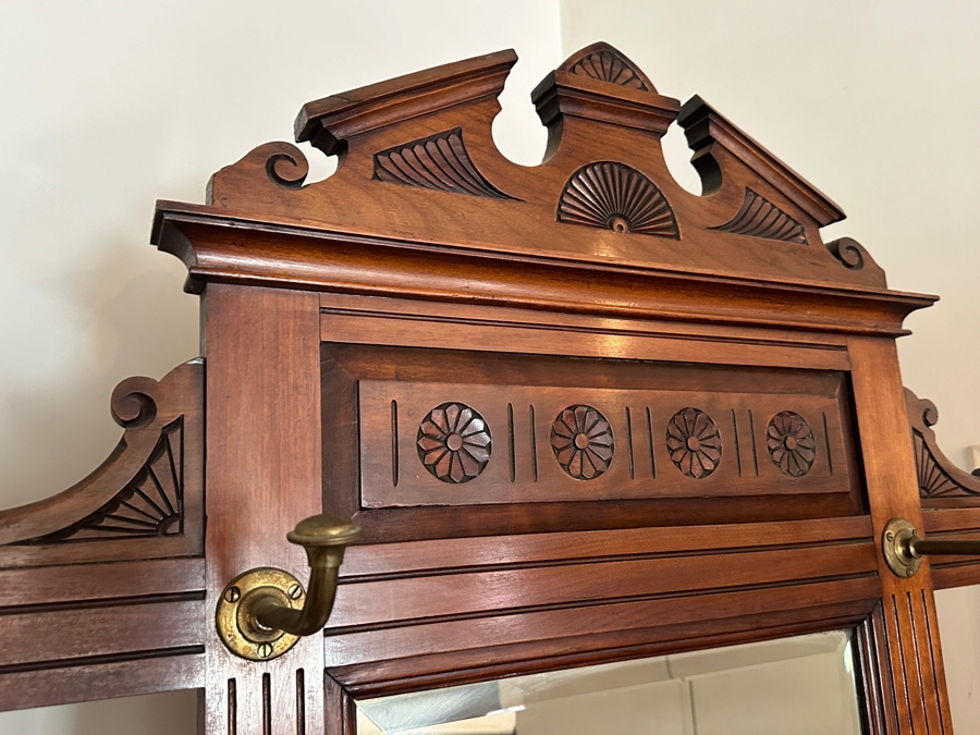 Antique Hall Tree with Minton Tiles and Umbrella Stand 41.5W x 93'H [Photo 5]