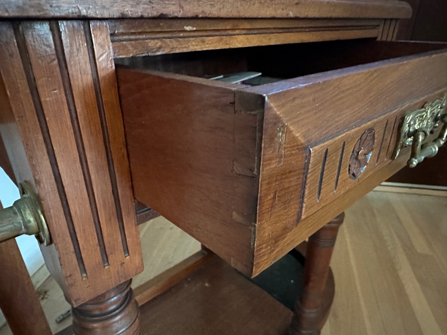 Antique Hall Tree with Minton Tiles and Umbrella Stand 41.5W x 93'H [Photo 11]