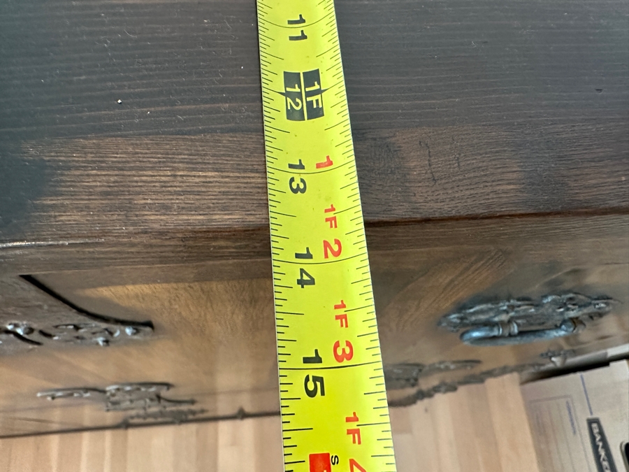 Stunning Antique Korean Wooden With Wrought Metal Ornamentation Bandaji Blanket Chest 40'W x 13.5'D x 40'H [Photo 26]