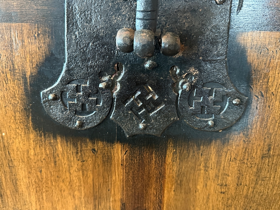 Stunning Antique Korean Wooden With Wrought Metal Ornamentation Bandaji Blanket Chest 40'W x 13.5'D x 40'H [Photo 16]