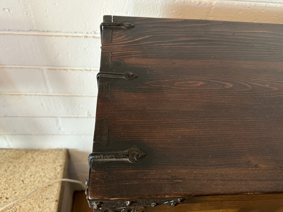 Stunning Antique Korean Wooden With Wrought Metal Ornamentation Bandaji Blanket Chest 40'W x 13.5'D x 40'H [Photo 18]