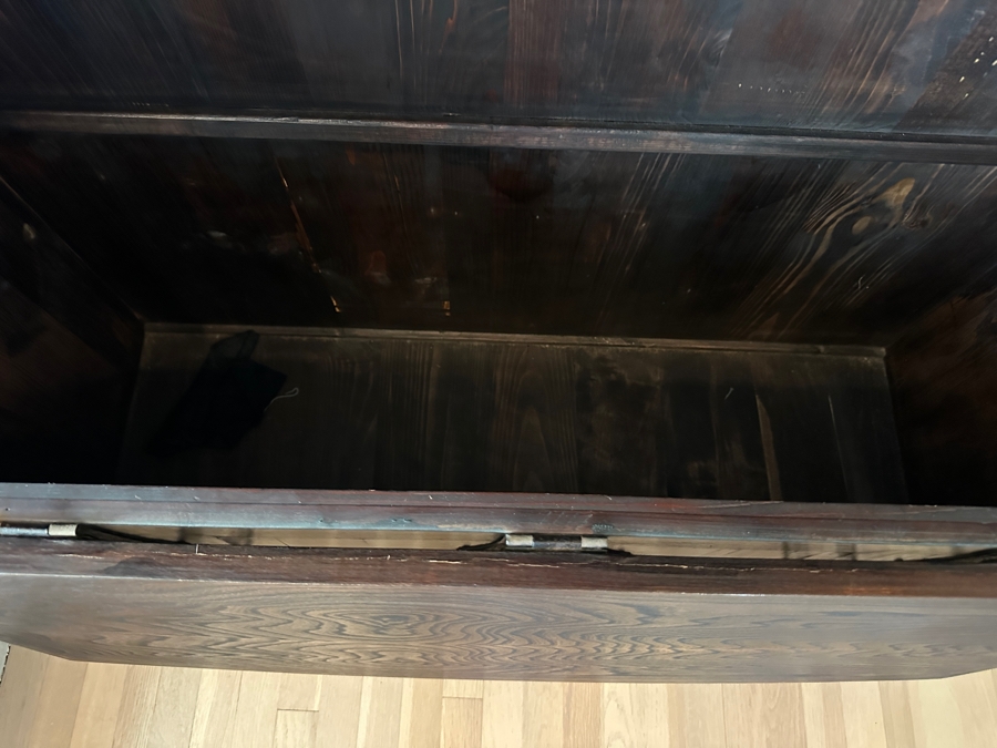 Stunning Antique Korean Wooden With Wrought Metal Ornamentation Bandaji Blanket Chest 40'W x 13.5'D x 40'H [Photo 4]