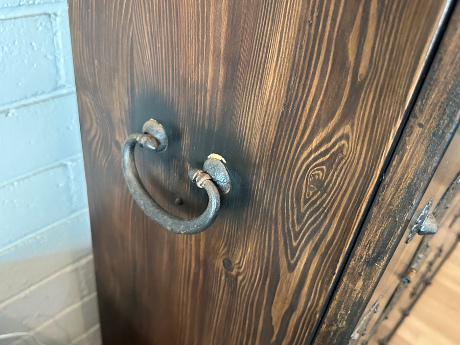 Stunning Antique Korean Wooden With Wrought Metal Ornamentation Bandaji Blanket Chest 40'W x 13.5'D x 40'H [Photo 20]