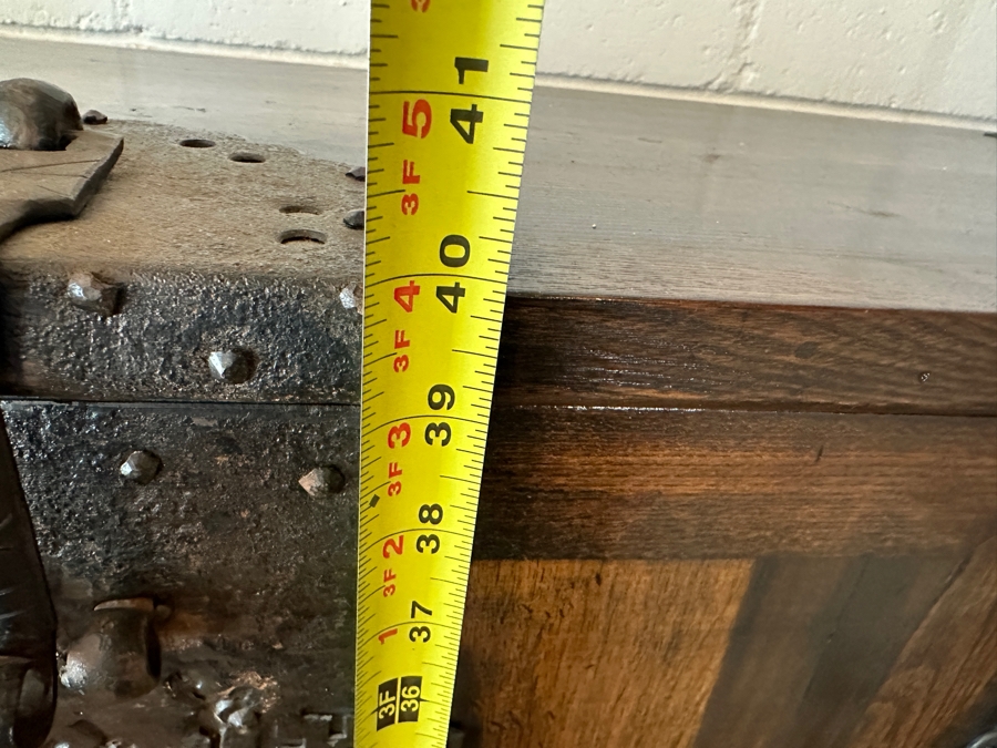 Stunning Antique Korean Wooden With Wrought Metal Ornamentation Bandaji Blanket Chest 40'W x 13.5'D x 40'H [Photo 27]