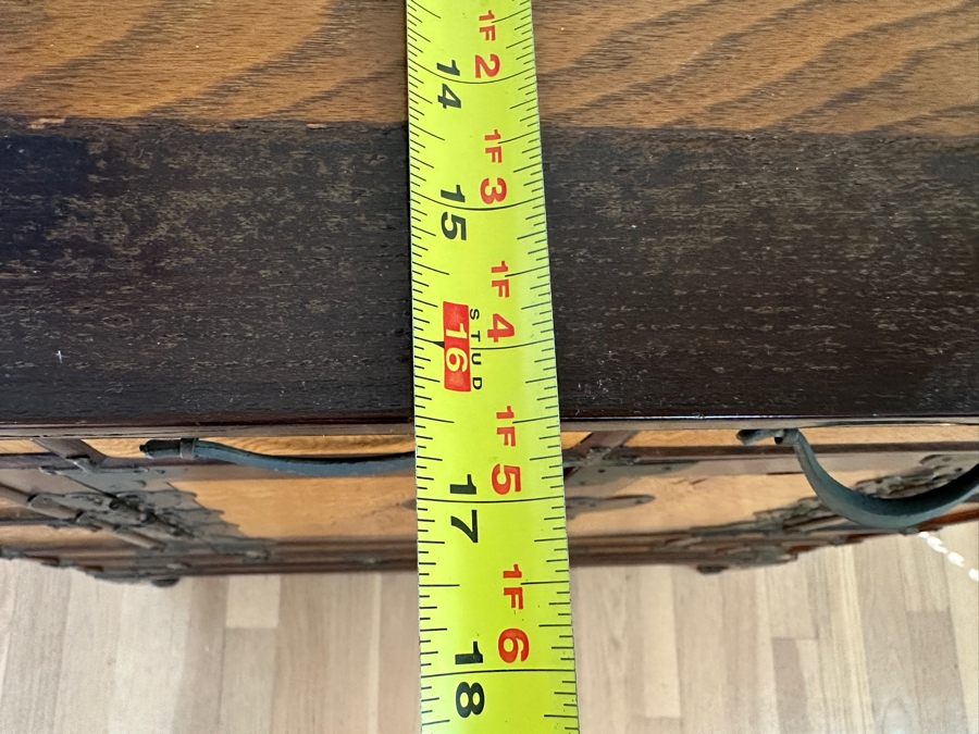 Mid Century Korean Elm Wood and Brass Engraved Butterfly Desktop Chest 25'W x 16.5D x 24'H [Photo 12]