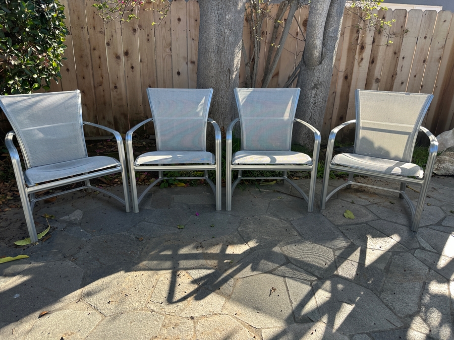 (4) Vintage Brown Jordan Aluminum Frame Chairs with Mesh Seats [Photo 1]