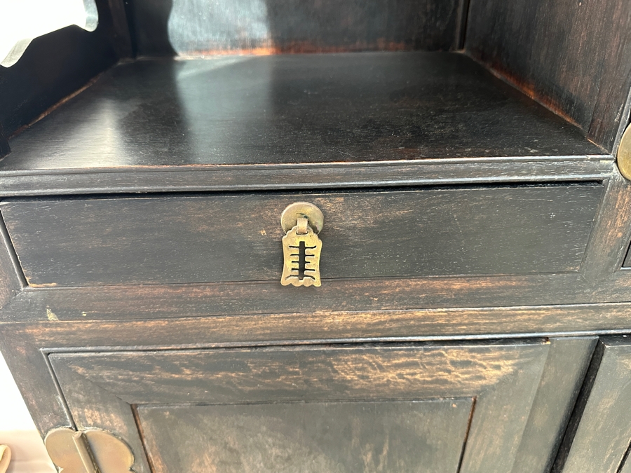 Vintage Chinese Stained Wooden Etagere Bookcase Cabinet 32.5W X 13.75D X 71.75H [Photo 4]