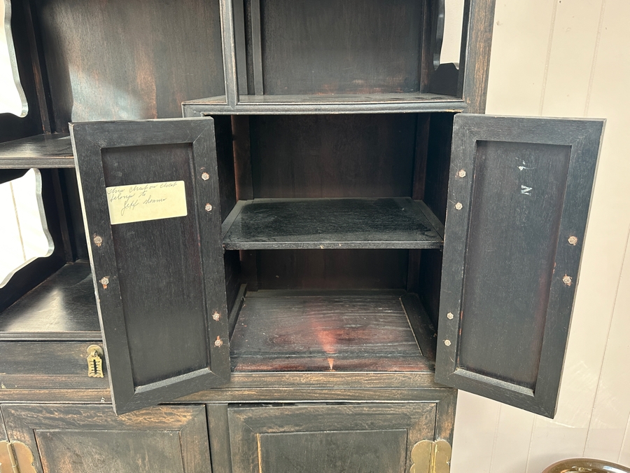 Vintage Chinese Stained Wooden Etagere Bookcase Cabinet 32.5W X 13.75D X 71.75H [Photo 6]