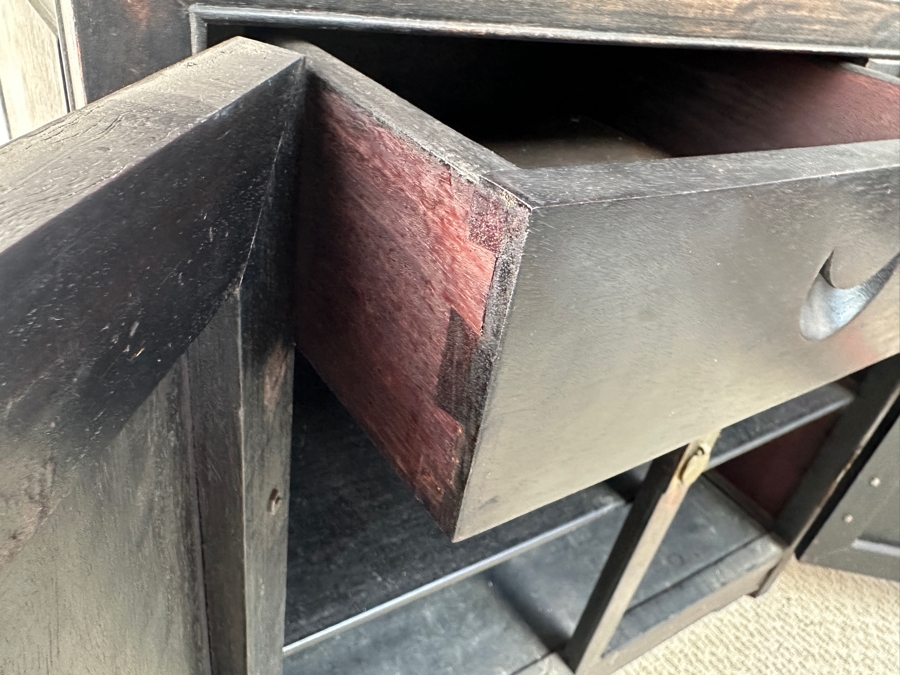 Vintage Chinese Stained Wooden Etagere Bookcase Cabinet 32.5W X 13.75D X 71.75H [Photo 11]