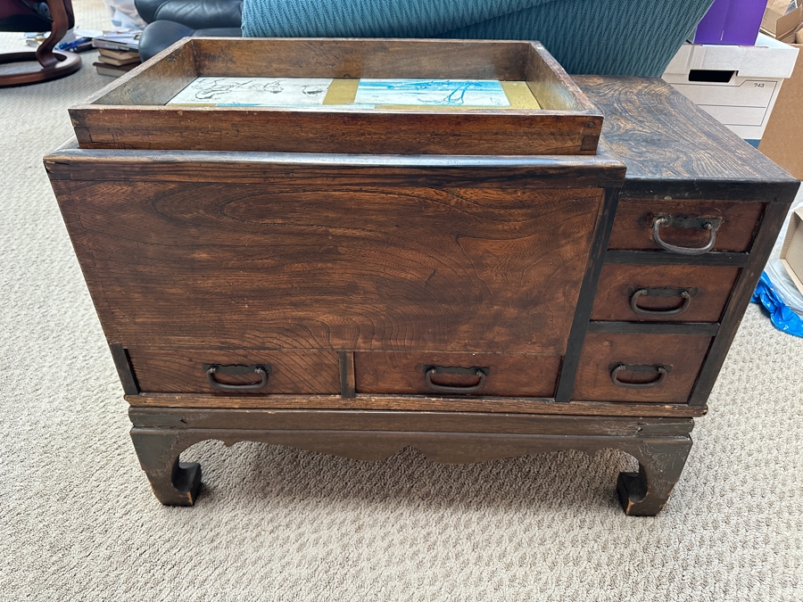 Antique Japanese Hibachi with Five Drawers 29.5'W x 16'D x 23'H [Photo 2]