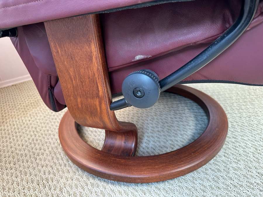 Ekornes Stressless Adjustable Burgundy Leather Recliner, Norway [Photo 5]