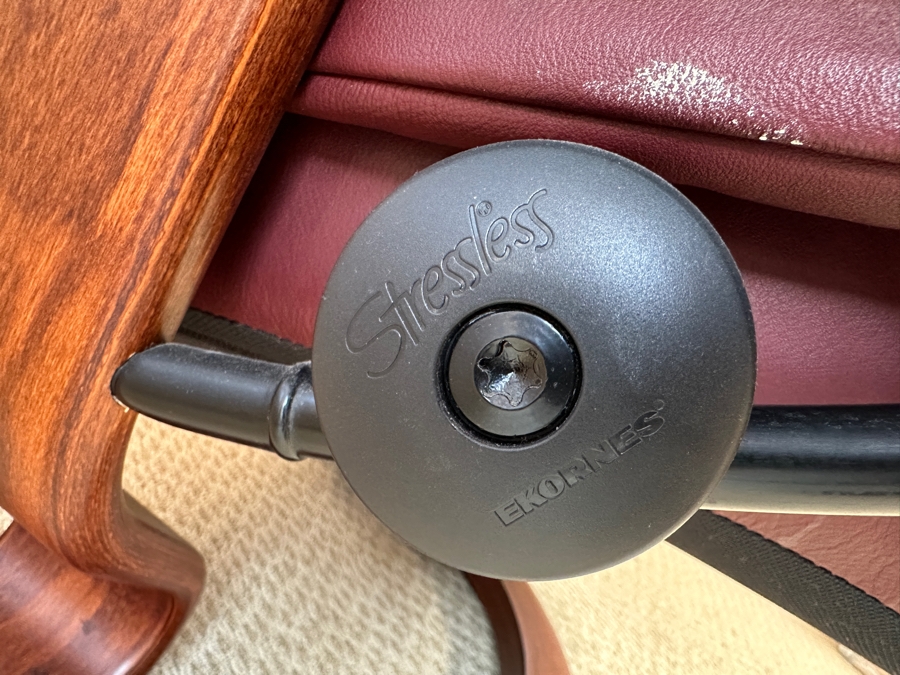 Ekornes Stressless Adjustable Burgundy Leather Recliner, Norway [Photo 6]