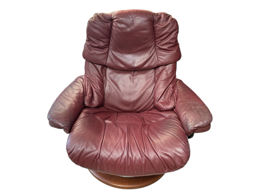 Ekornes Stressless Adjustable Burgundy Leather Recliner, Norway [Photo 1]
