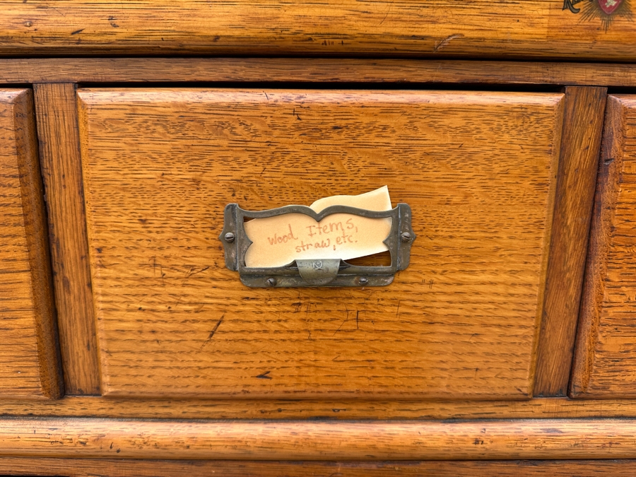 Antique Tiger Oak Library Card Catalog Cabinet 39'W x 16'D x 54.5'H [Photo 7]