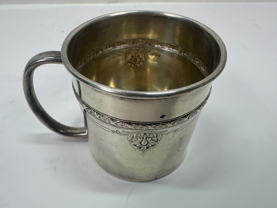 Antique Towle Louis XIV Sterling Silver Baby Christening Cup with Gold Wash Interior by Harold E. Nock [Photo 4]