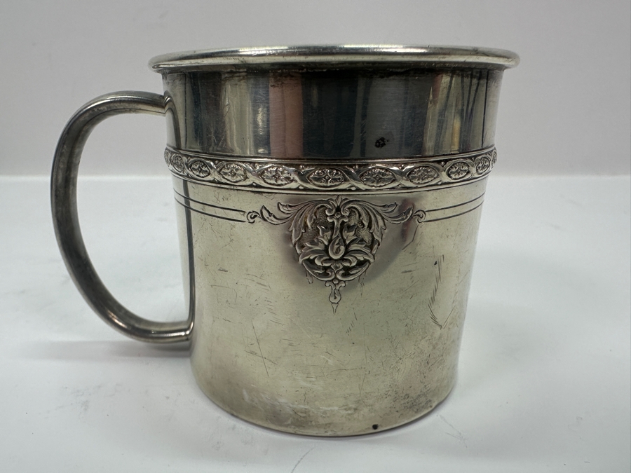 Antique Towle Louis XIV Sterling Silver Baby Christening Cup with Gold Wash Interior by Harold E. Nock [Photo 3]