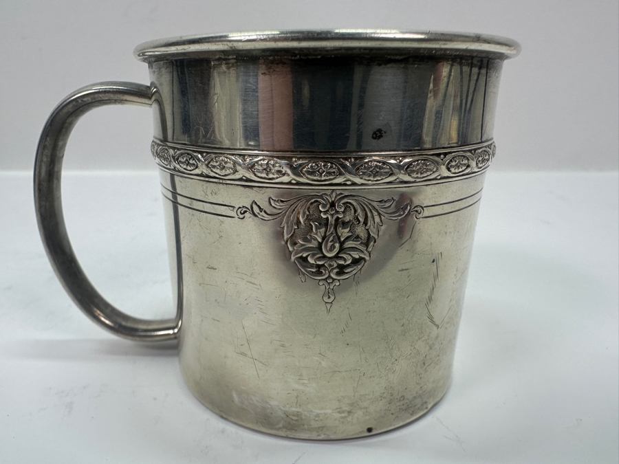 Antique Towle Louis XIV Sterling Silver Baby Christening Cup with Gold Wash Interior by Harold E. Nock [Photo 2]
