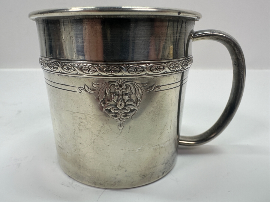 Antique Towle Louis XIV Sterling Silver Baby Christening Cup with Gold Wash Interior by Harold E. Nock [Photo 5]