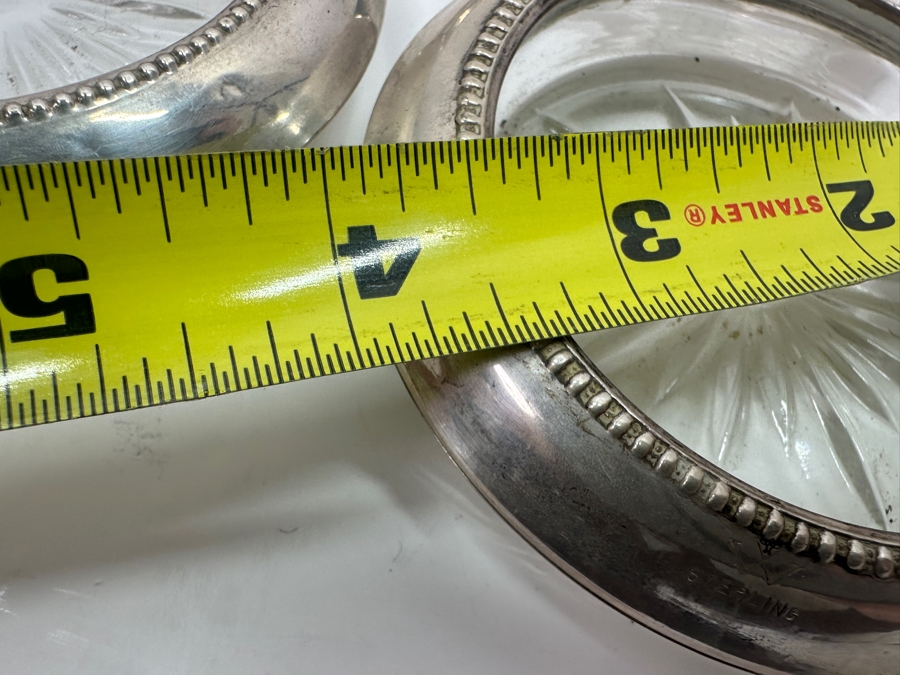 Set of (4) Vintage Frank M. Whiting & Co Sterling Silver and Glass Sunburst Coasters [Photo 4]