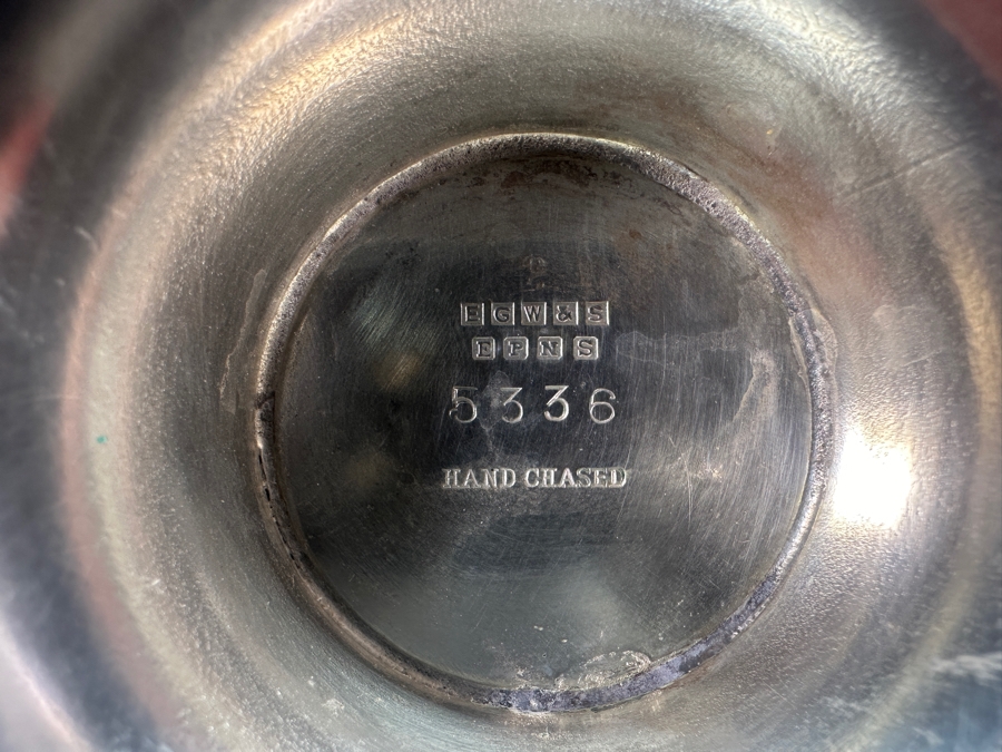 Antique Silverplate Hand Chased Grapes and Vines Water Pitcher (11'H), Creamer and Sugar Bowl [Photo 9]