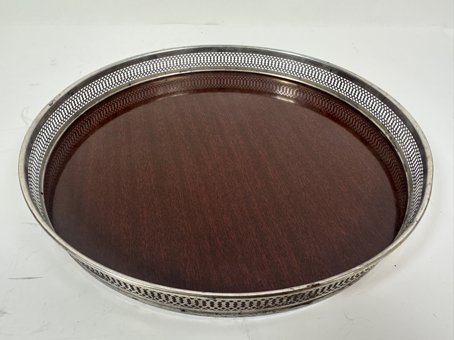 Vintage Sterling Silver Rim Formica Serving Tray 10'W [Photo 3]