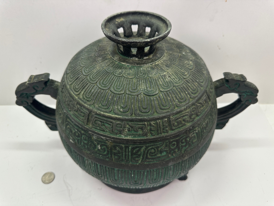 MCM Ice Bucket in the Style Of James Mont / A Reproduction Chinese Bronze Vessel [Photo 3]