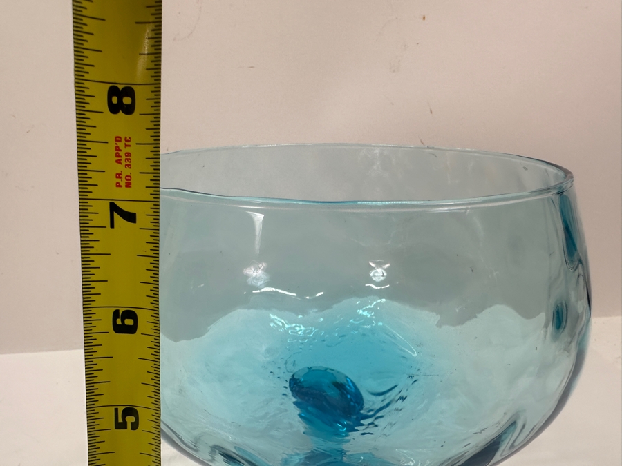 Vintage Empoli Blue Glass Pedestal Bowl 7'H [Photo 4]